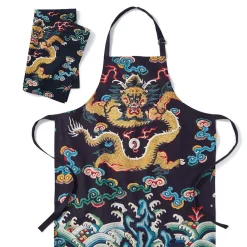 Best The Met Store Chinese Dragon Rank Badge Apron and Tea Towel Set