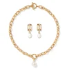 Best The Met Store Cypriot Twist Pearl Chain Pendant Necklace and Triple-Hoop Earrings Set