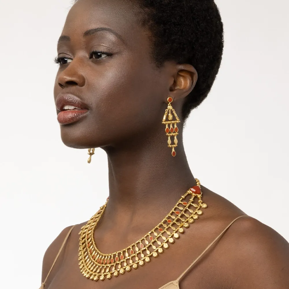 Outlet The Met Store Egyptian Nefer Amulet Red Jasper Chandelier Earrings