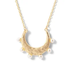 Clearance The Met Store Hammered Crescent Pearl Pendant Necklace