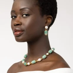 Discount The Met Store Karavas Gems Large-Bead Aventurine and Pearl Necklace