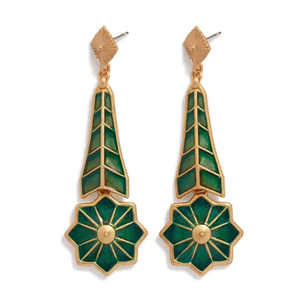 The Met Store Lotus Pagoda Plique-à-Jour Long Drop Earrings