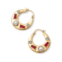 The Met Store Medieval Stone Crescent Hoop Earrings
