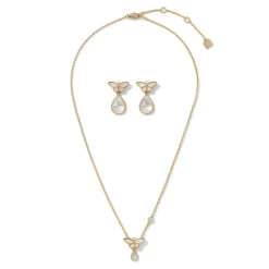 New The Met Store Meiji Butterfly Pendant Necklace and Drop Earrings Set