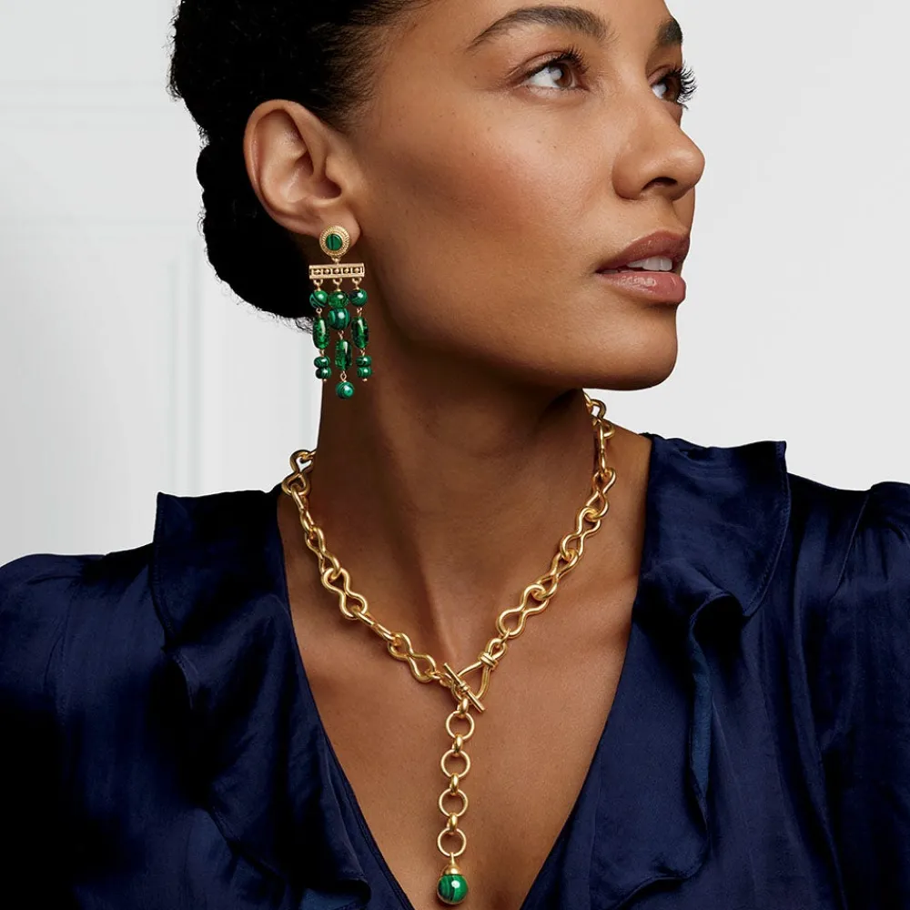 New The Met Store Roman Malachite Statement Necklace and Chandelier Earrings Set