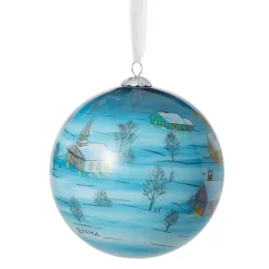 Outlet The Met Store Santa and Reindeer Hand-Painted Glass Ornament