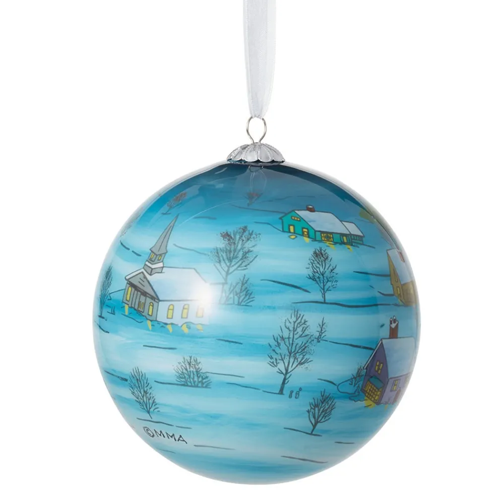 Outlet The Met Store Santa and Reindeer Hand-Painted Glass Ornament