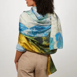 Best The Met Store Van Gogh Wheat Field with Cypresses Oversize Oblong Silk Scarf